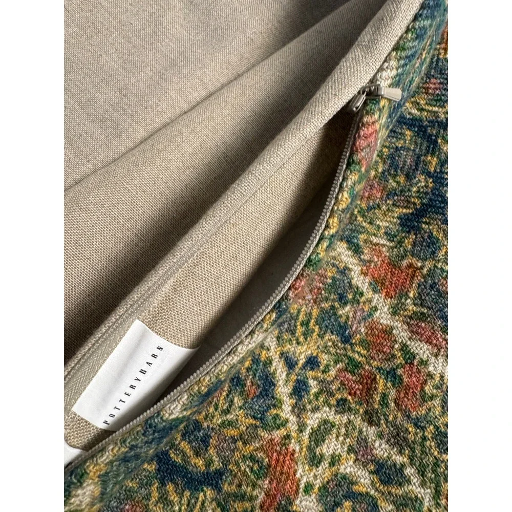 Pottery Barn Accent Pillow Cover 14x19 Multicolor Paisley Linen Cotton Tapestry